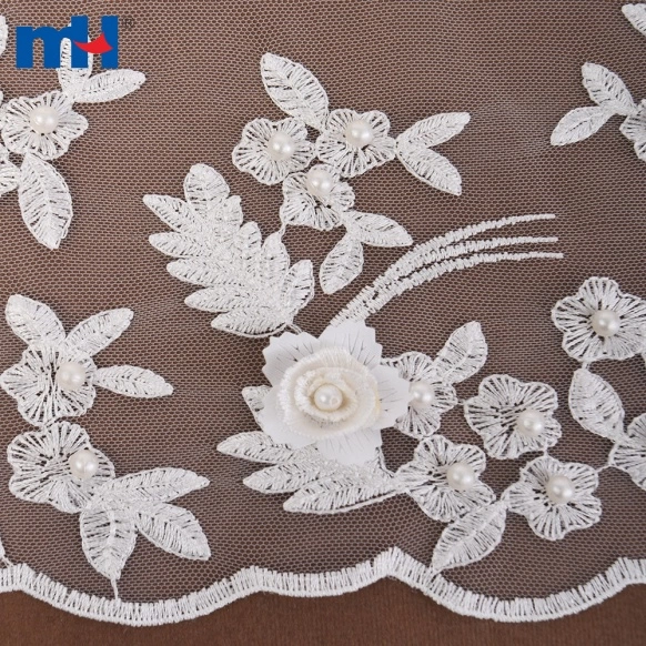 Embroidered Beads Lace Fabric