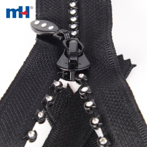black rhinestone zipper
