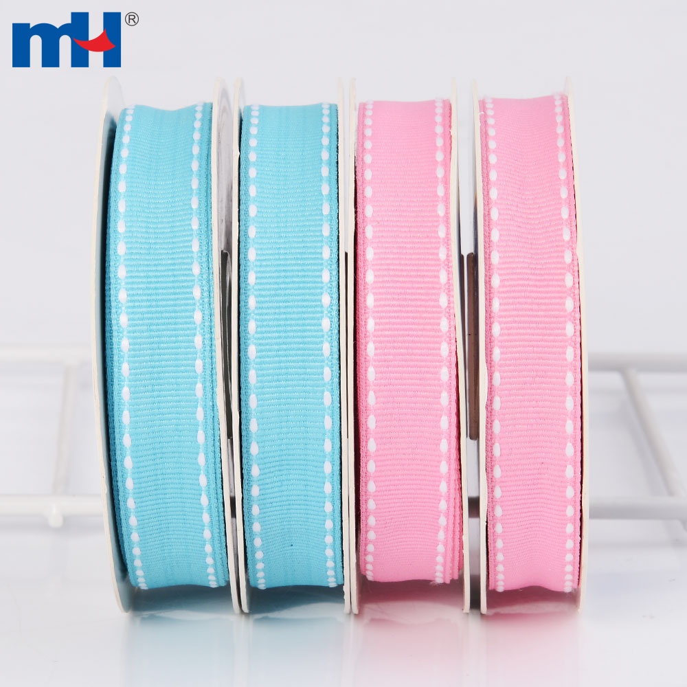16mm White Saddle Stitched Edge Polyester Grosgrain Ribbon