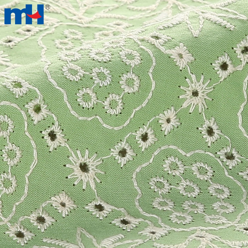 green eyelet fabric