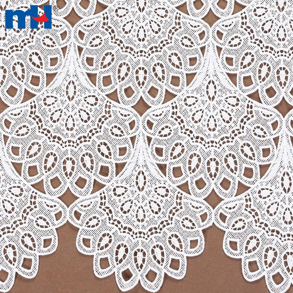 White Scalloped Guipure Chemical Lace Fabric for Dress Tops