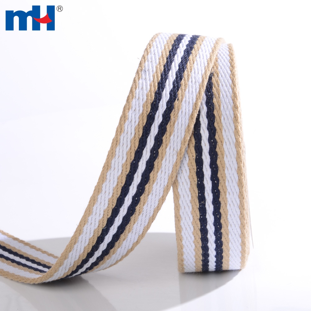 38mm Striped Polyester Canvas Webbing Tape for Bag Handle