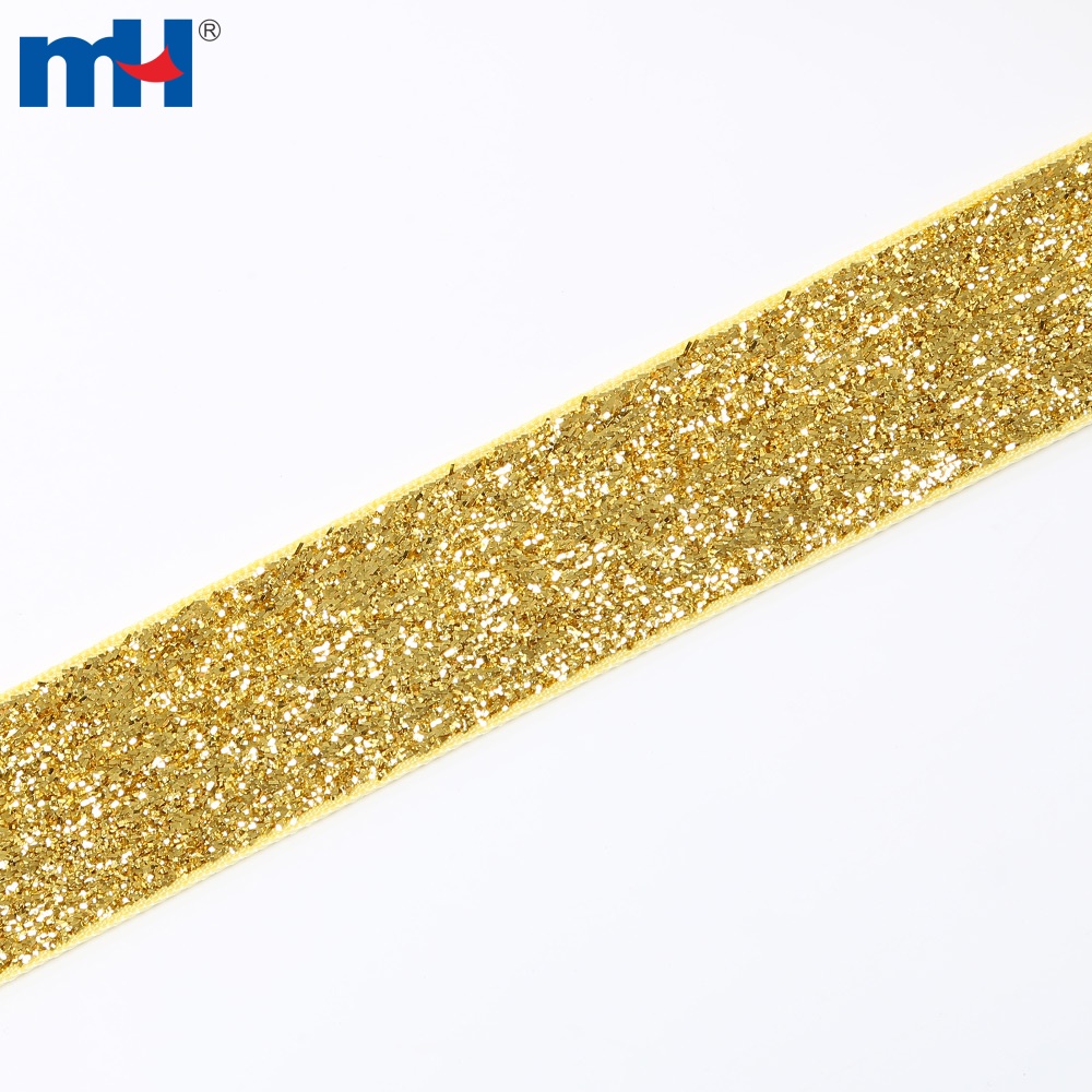 25mm Wide Gold Glitter Velvet Ribbon Embellisment