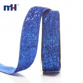 25mm metallic velvet ribbon-blue