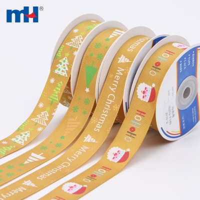 Gold Christmas Grosgrain Ribbon