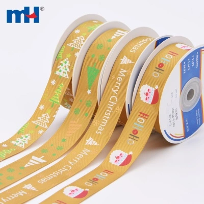 Gold Christmas Grosgrain Ribbon