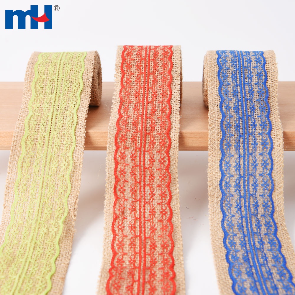 60mm wide hessian lace ribbon