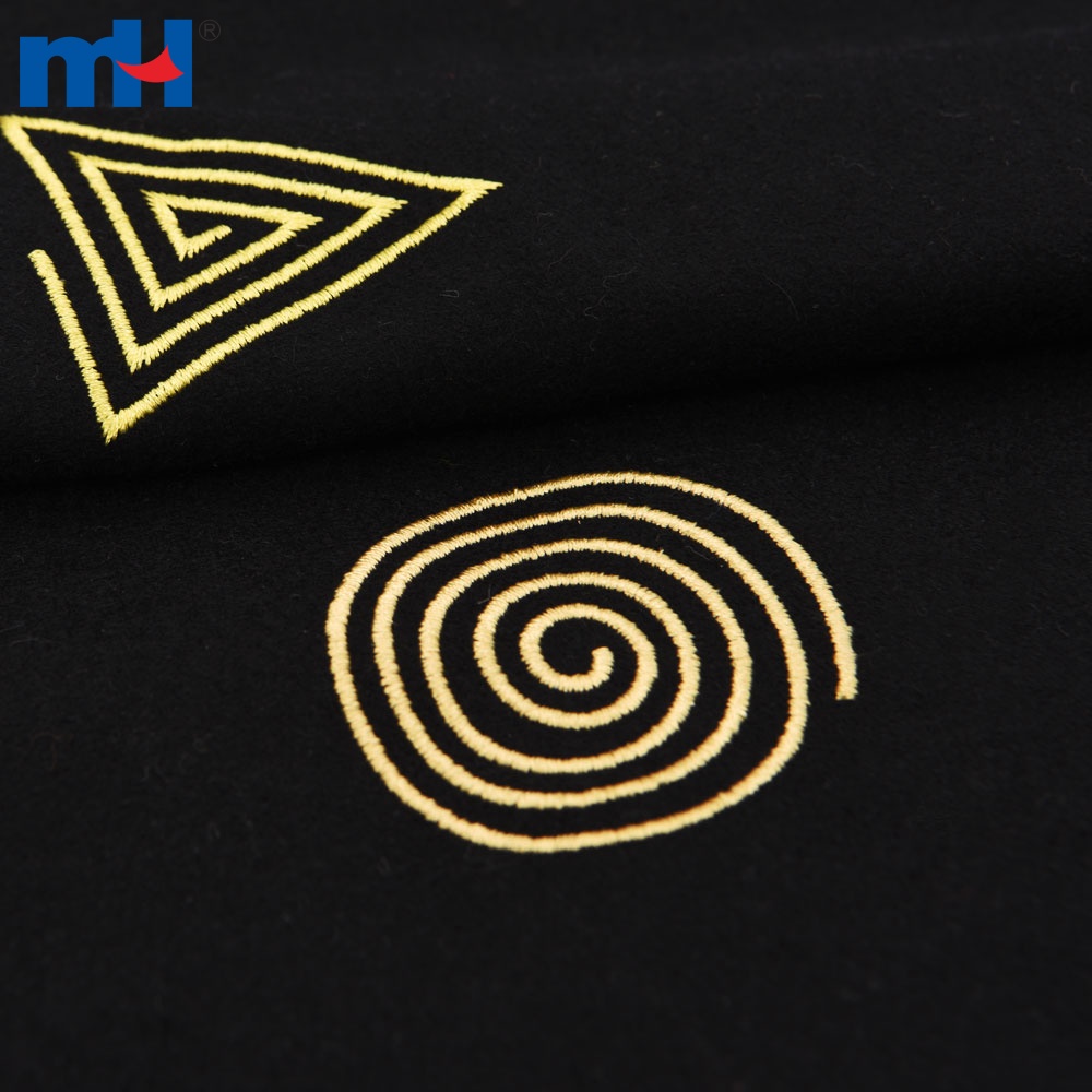 Geometric Embroidered Black Velvet Fabric
