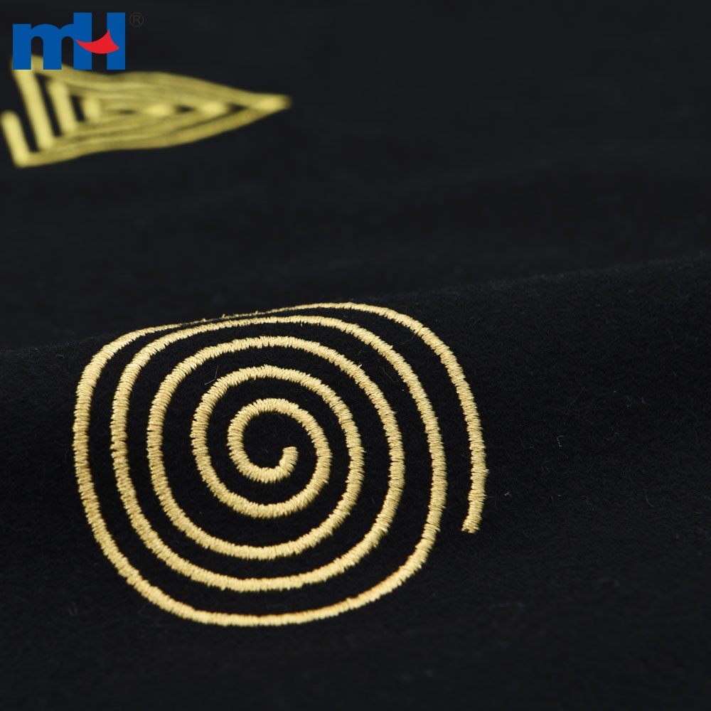 Geometric Embroidered Black Velvet Fabric