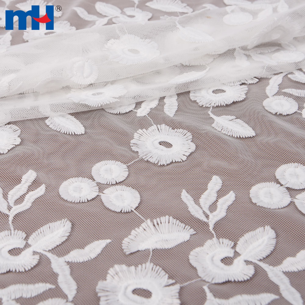 embroidered mesh lace fabric