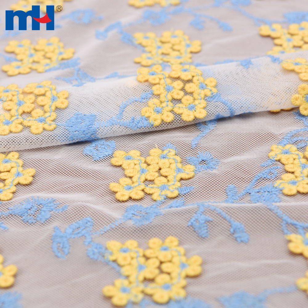 embroidered mesh lace fabric