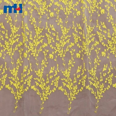 Sarı Çiçek Nakış Organze