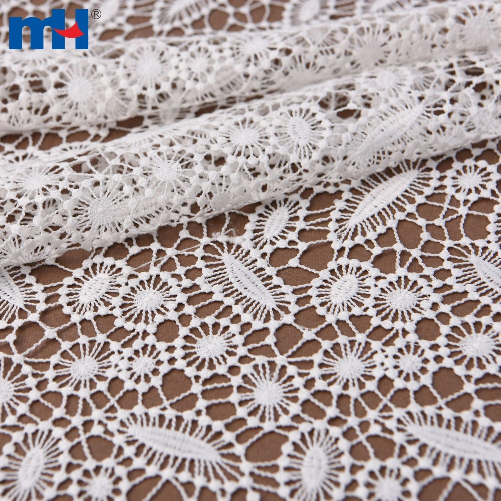 White Geometric Guipure Embroidered Lace Fabric Wholesale white-geometric-guipure-embroidered-lace-fabric-wholesale