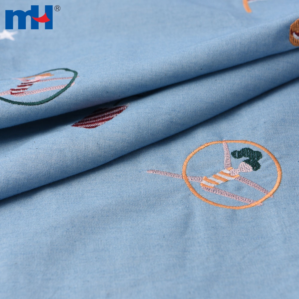 embroidered denim fabric