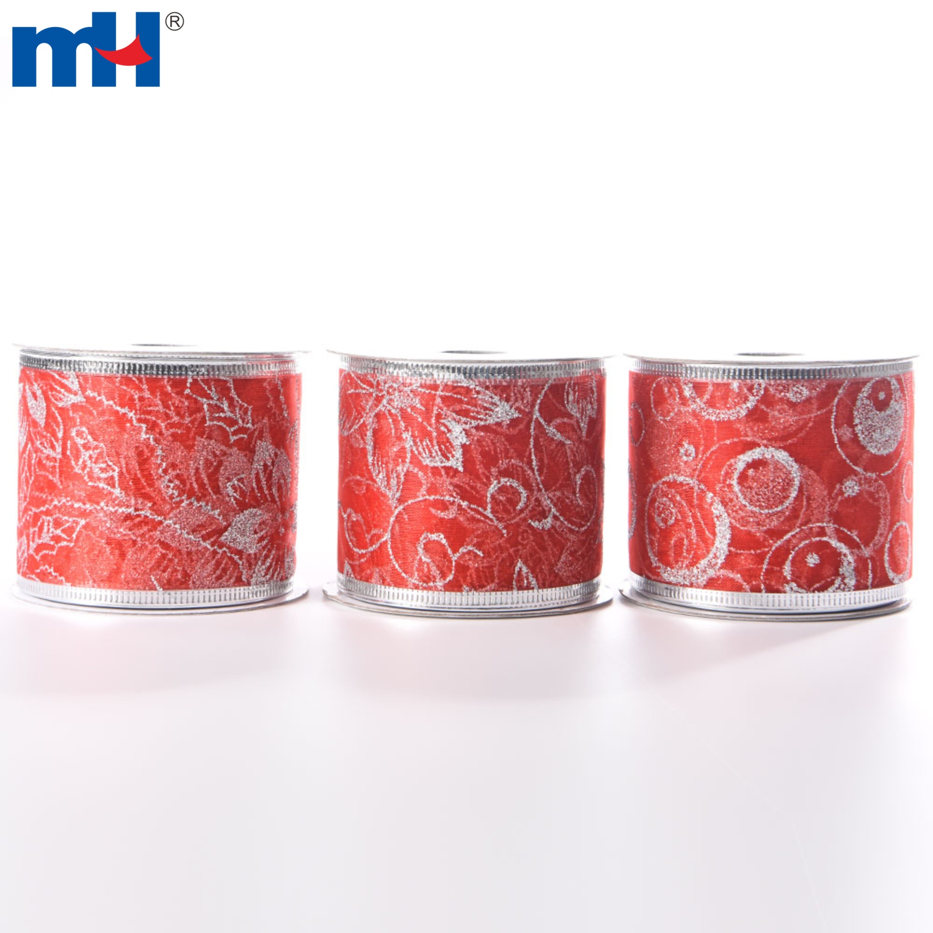 Wire Edge Ribbon glitter Check Organza Red White sparkle 63mm New