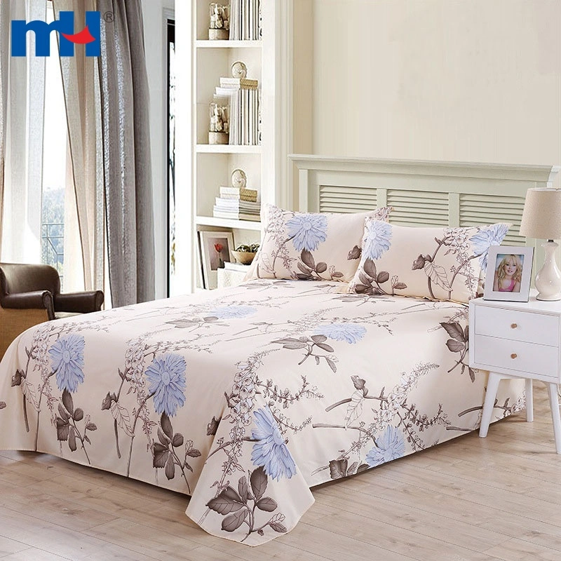 Custom Floral Printed Brushed Bed Sheet Bed Skirt Fabric
