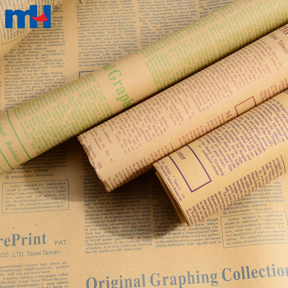 Wholesale Custom Flowers Wrapping Paper English Newspaper Vintage