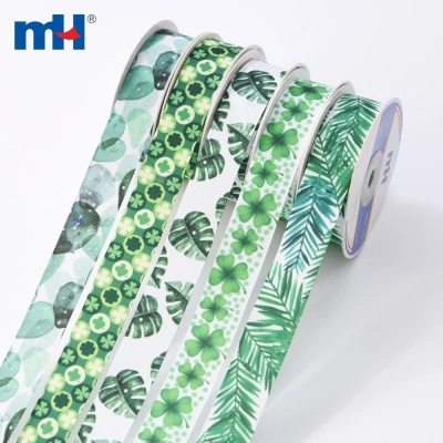 Leaf Printed Grosgrain Ribbon