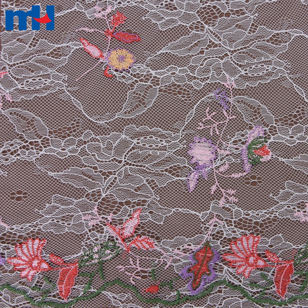 Download Multi-color Embroidered Nylon Lace Fabric