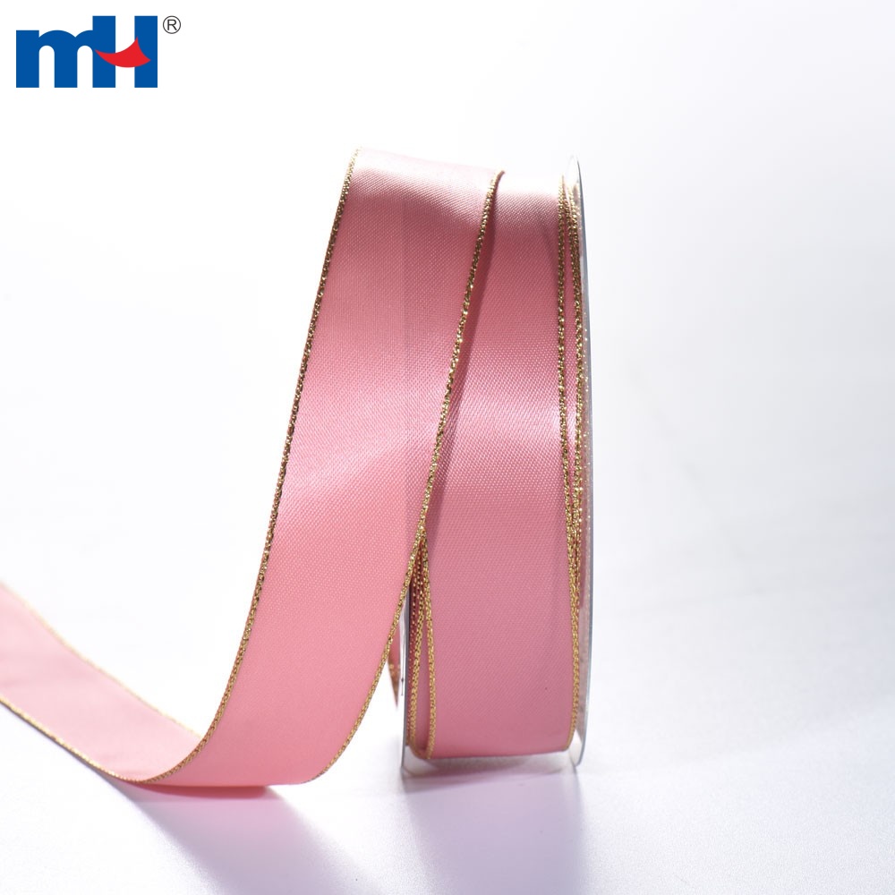 1 Inch Pink Gold Edged Satin Ribbon Pink Satin Ribbon 25mm Ribbon Satin Ribbon