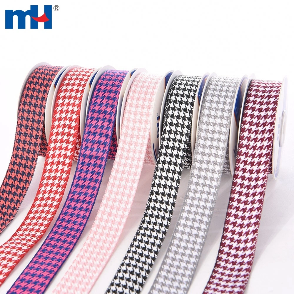 DIY Handmade 25mm Houndstooth Tartan Woven Hairbow Ribbons
