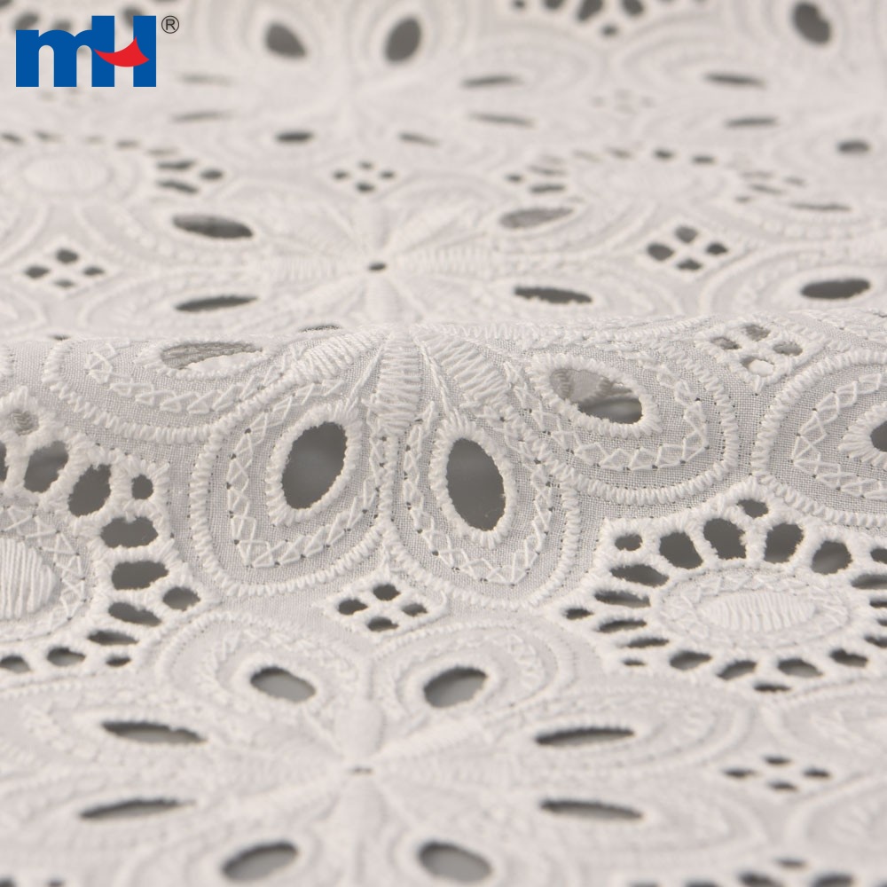 Custom Design Embroidered Eyelet Cotton Fabric