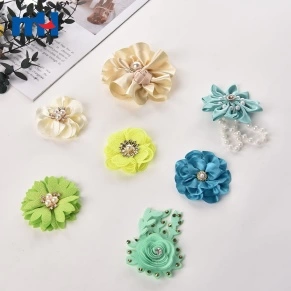 Flowers Ribbon Bows with Beads