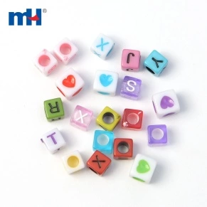 6mm Square Alphabet Bead