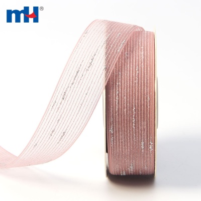 Metallic Stripe Organza Ribbon