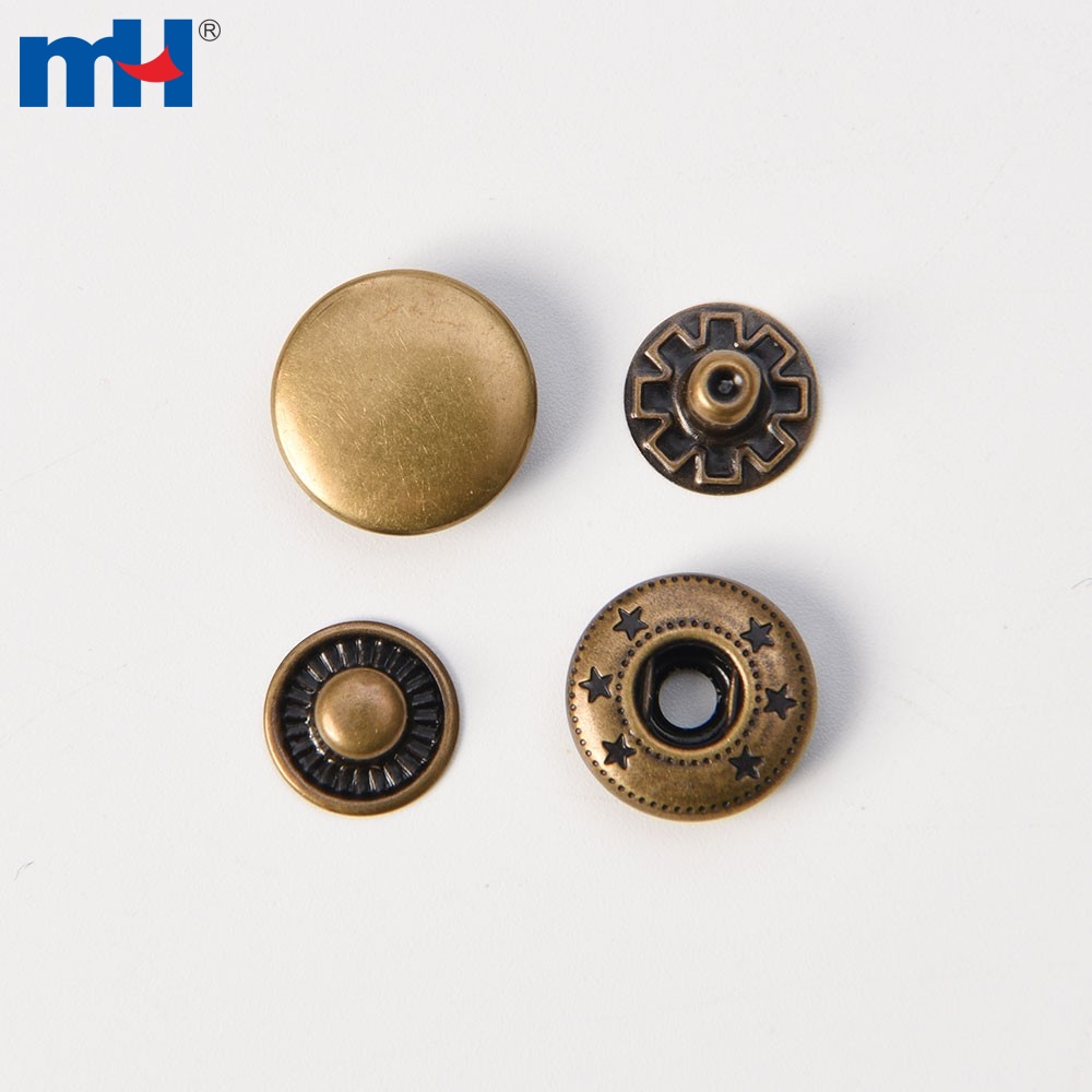 Metal Brass Snap Button Fastener with Caps Sockets Studs