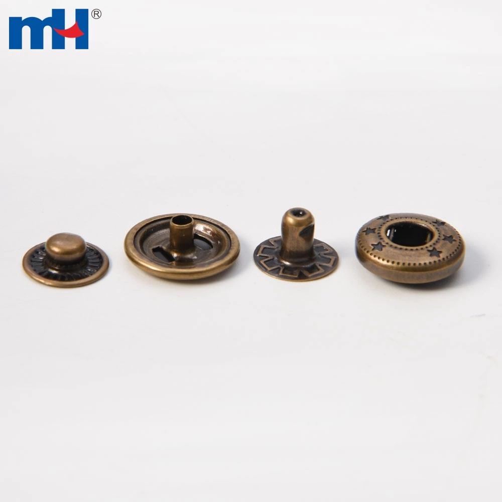 Metal Brass Snap Button Fastener with Caps Sockets Studs