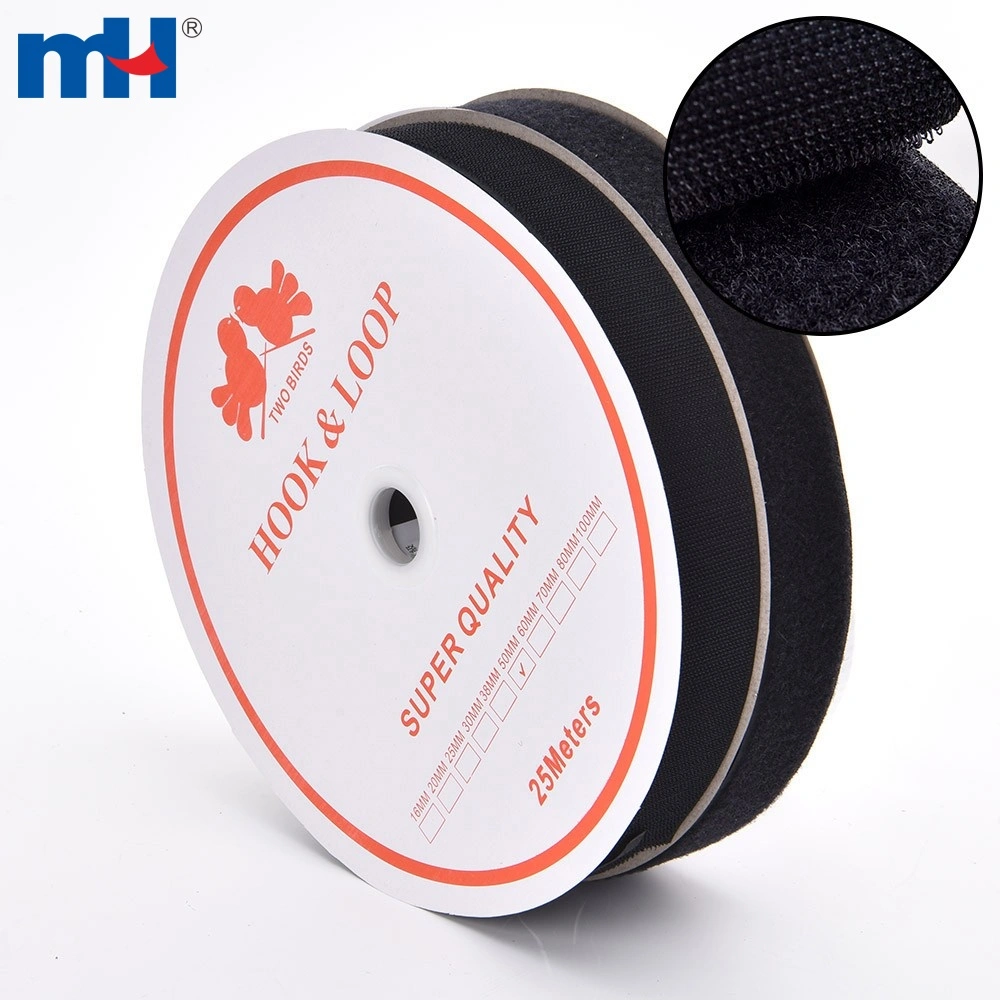Black 38mm Sew-on Hook and Loop Fastener Tape