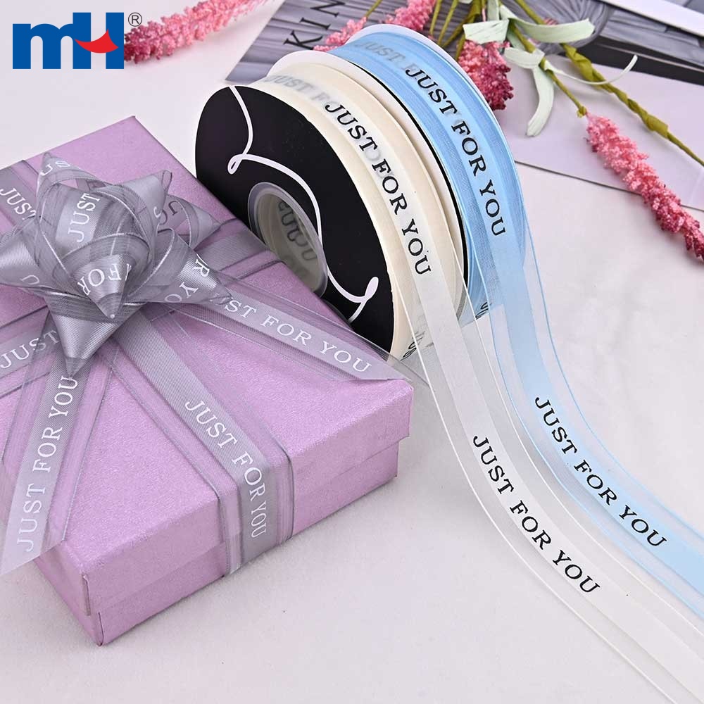 Custom Printed Satin Center Sheer Ribbon-MH Brand