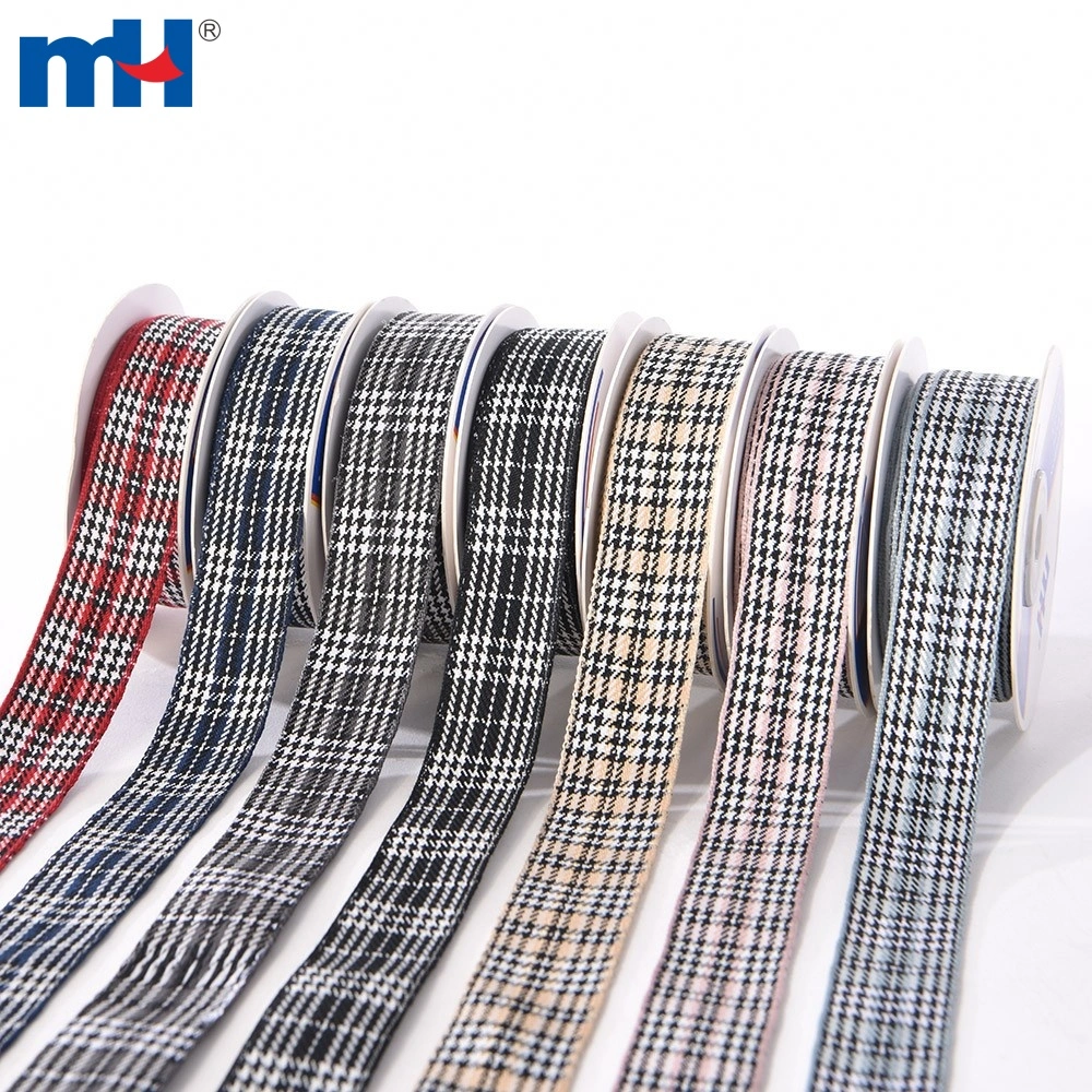 Fashion 25mm Houndstooth Swallow Tartan Woven Ribbons Sewing