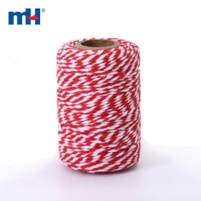 Cordel de algodón blanco rojo de 2 mm