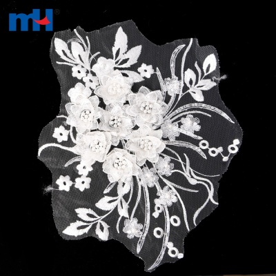 3D Mesh Beaded Lace Applique