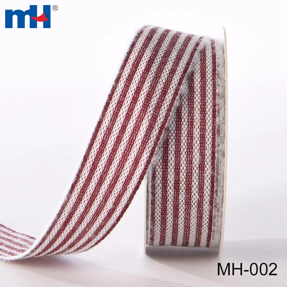 Wired Ribbon Red & White Stripes