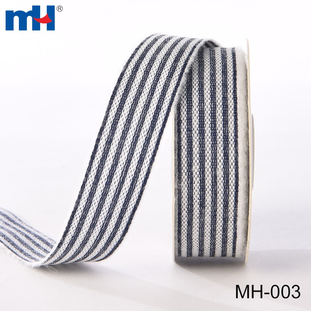 navy blue and white striped ribbon