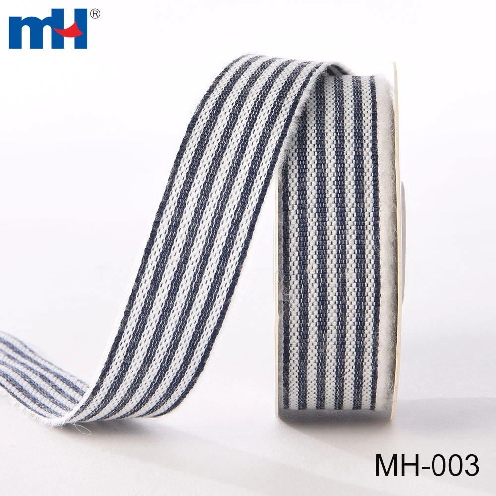 navy blue and white striped ribbon
