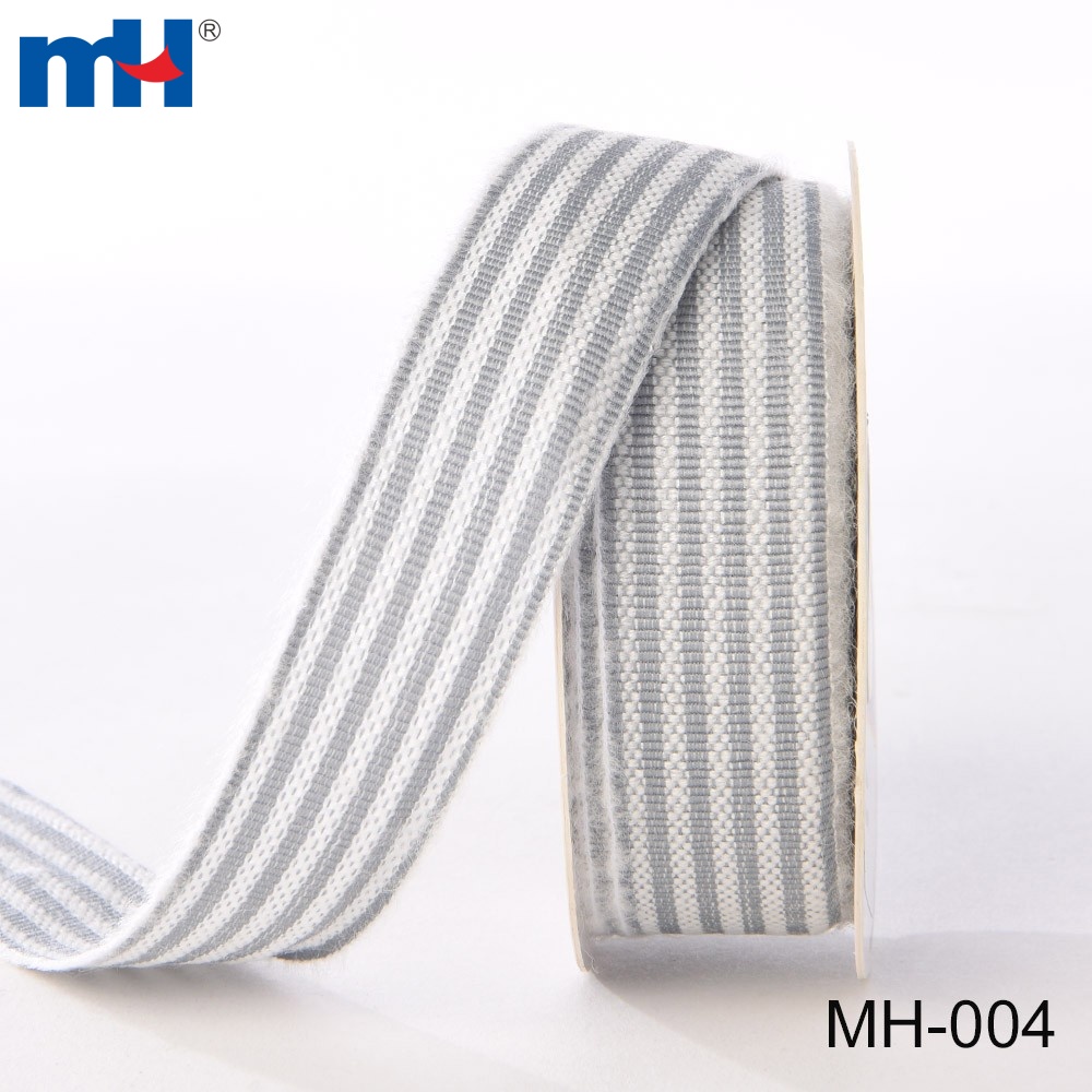 grey and white striped woven ribbon