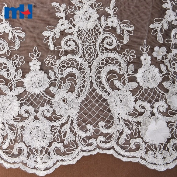 White Corded Lace Fabric