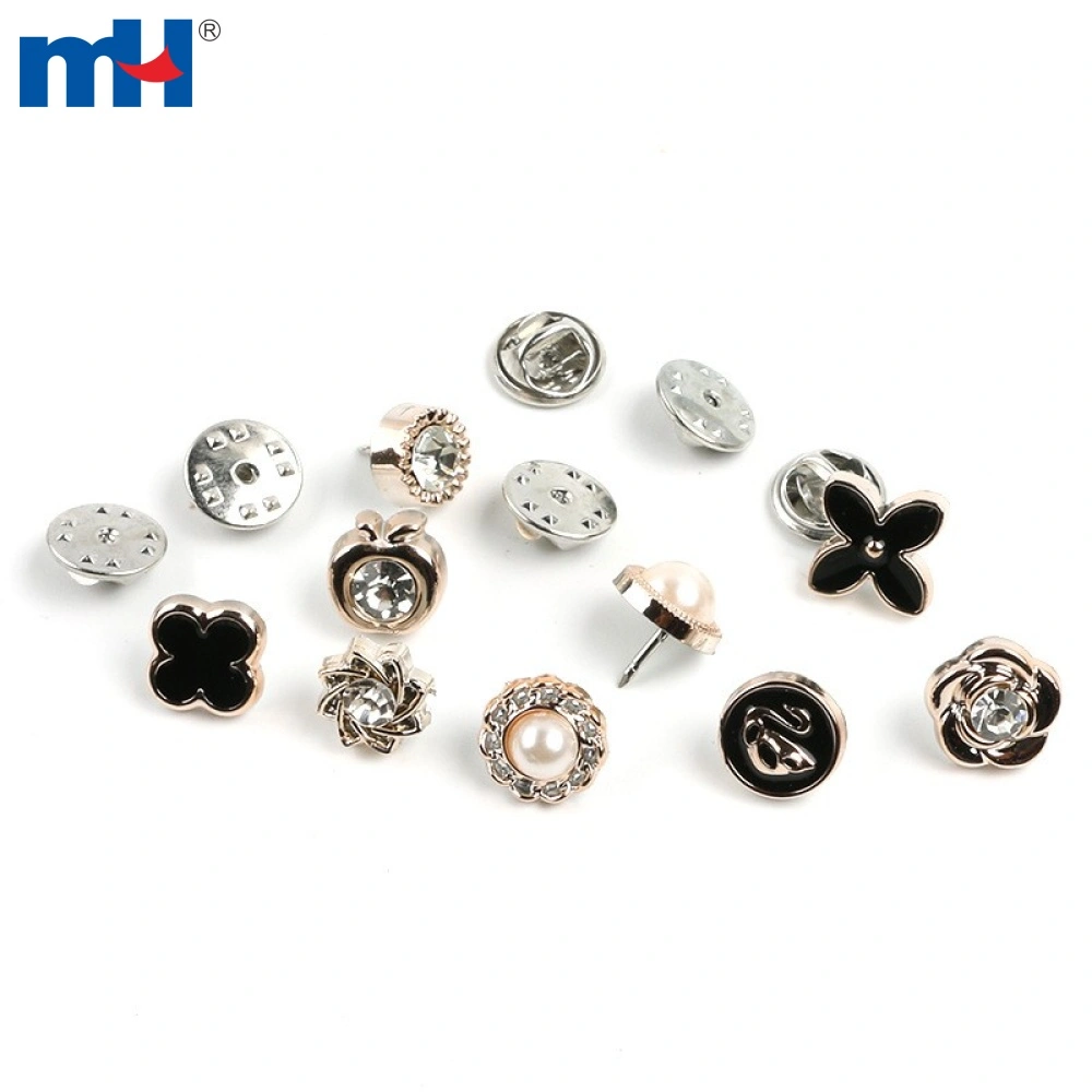 Broches Boutons Perles - Lot De 6, Acier Inoxydable Et Plastique, Pour Chemise, Revers, Châle, Décoration