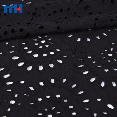 Black Embroidered Eyelet Cotton