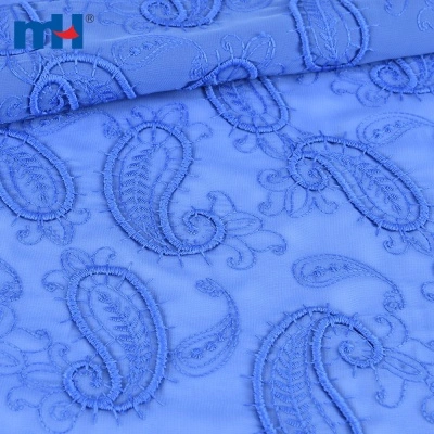 3D Embroidered Paisley Fabric