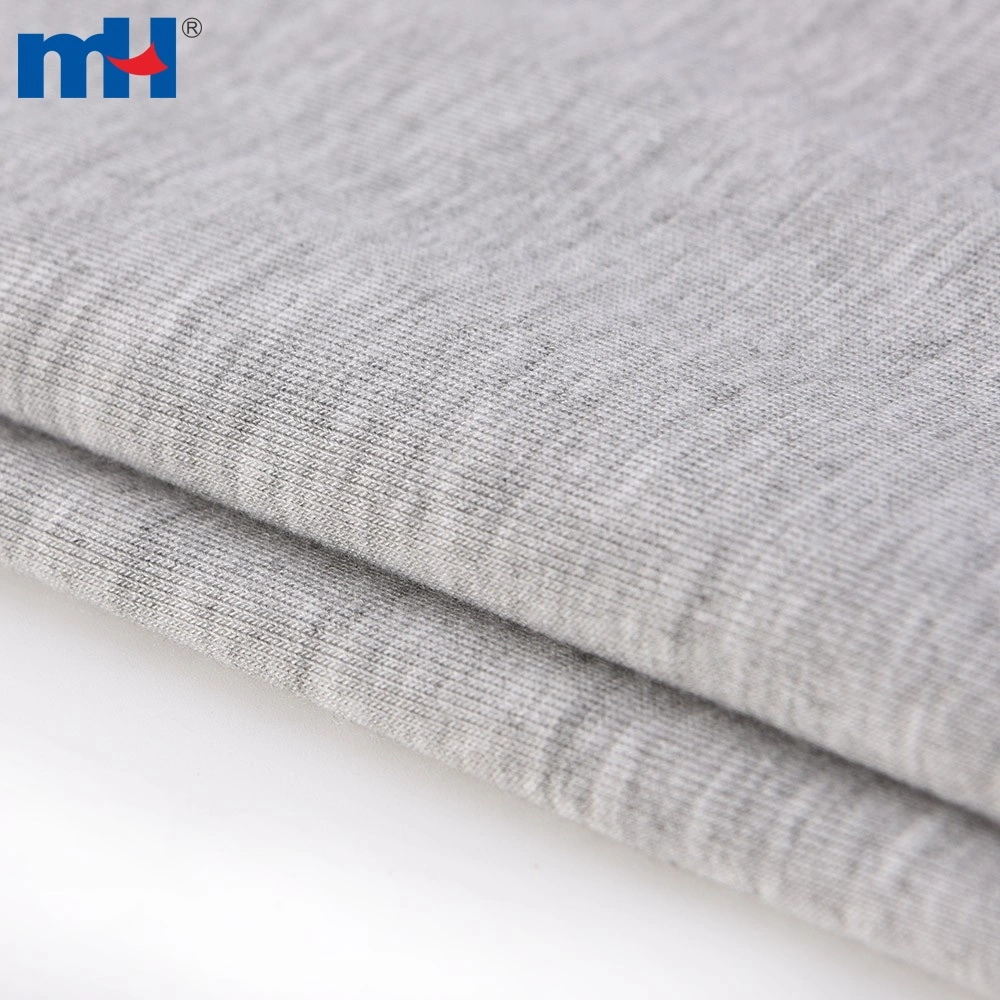 Polyester Rayon Spandex Single Jersey Knit Heather Fabric Grey