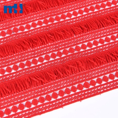 Striped Tassel Guipure Lace