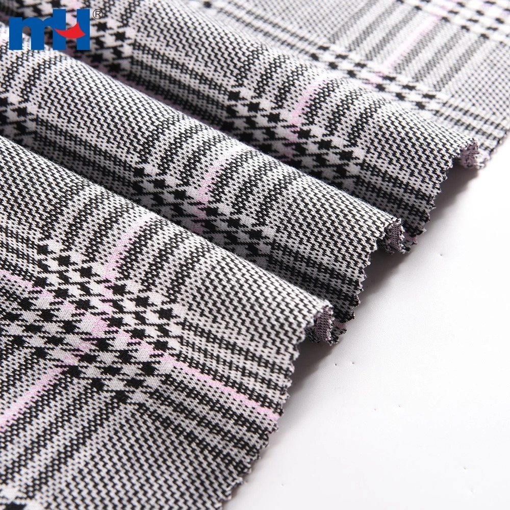 Houndstooth Check Jersey Jacquard Knit Fabric