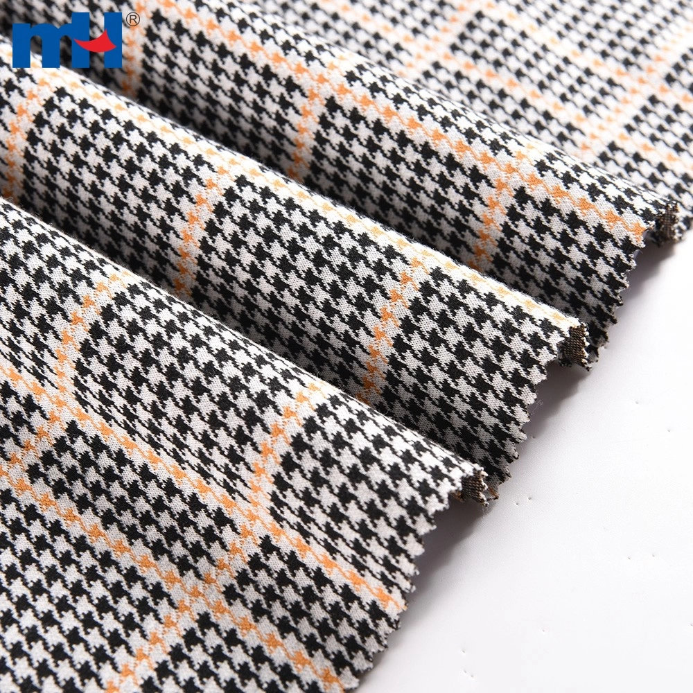 Houndstooth Check Jersey Jacquard Knit Fabric
