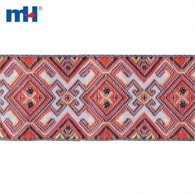 Cinta jacquard tejida geométrica