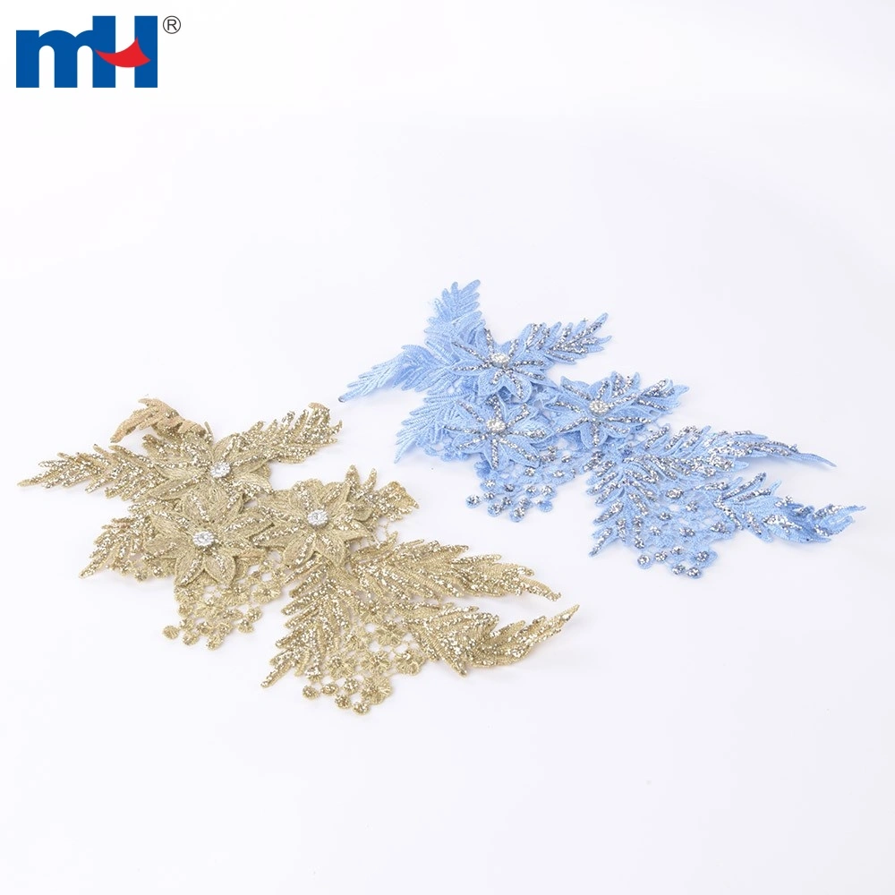 Chemical Sugar Flower with Gold Glitter Lace Appliques, image size:1000x1000